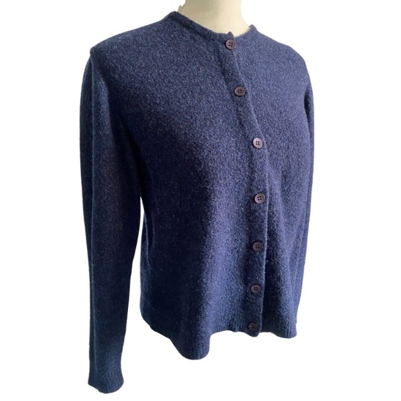 EDDIE BAUER Women’s Navy Blue Wool Nylon Polyester Button Down Sweater Size L - Picture 1 of 7